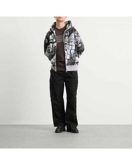 A Bathing Ape Gray Tree Edge Camo Shark Zip Hoodie for men