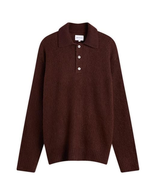 Norse Projects Brown Rasmus Relaxed Brushed Polo for men