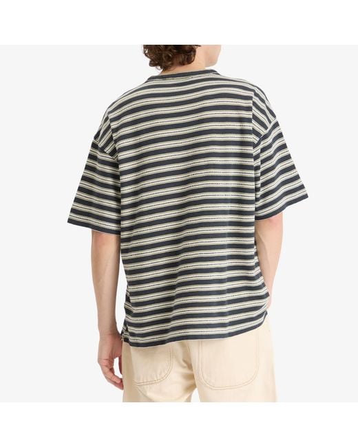 YMC Gray Triple Jacquard Stripe T-Shirt for men