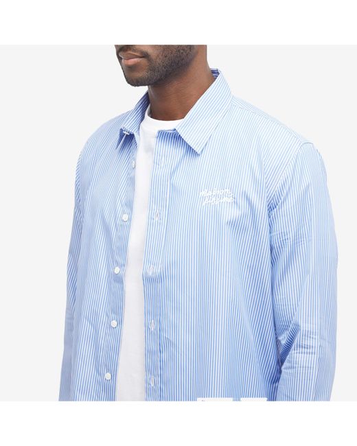 Maison Kitsuné Blue Handwriting Casual Stripe Shirt for men