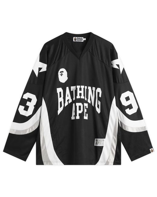 A Bathing Ape Black Line Camo Jacquard Logo Ice Hockey Jersey for men