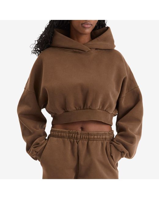 Entire studios Brown Cropped Heavy Hoodie