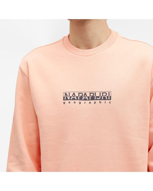 Napapijri Pink Box Logo Crew Sweatshirt for men