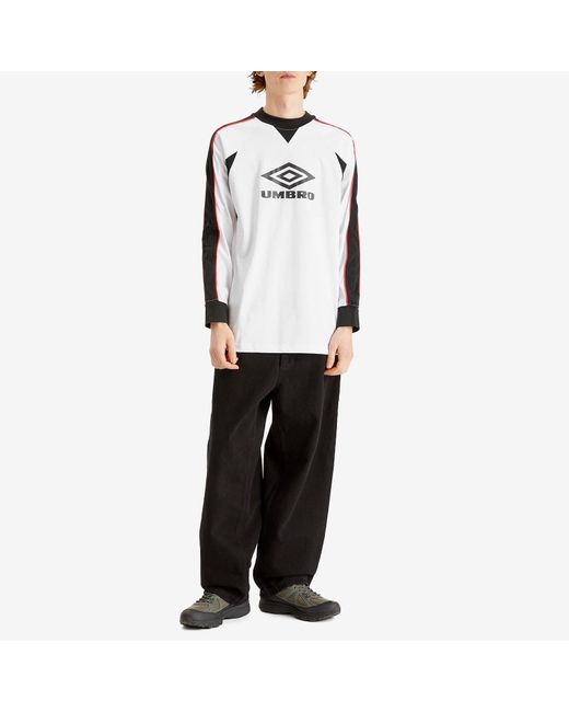 ★Umbro Panelled Long Sleeve Football Jersey 関税込★ Umbro Mens Classic Blue / Black / Brilliant White - Adult