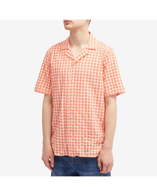 Armor Lux Orange Check Vacation Shirt for men