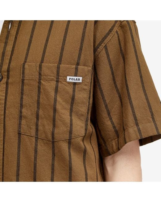POLAR SKATE Brown Mitchell Twill Short Sleeve Shirt for men