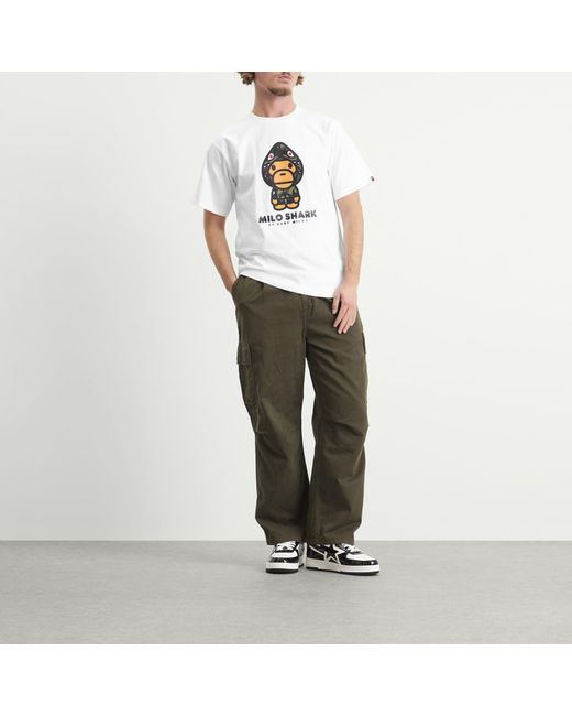 A Bathing Ape White 1St Camo Milo Shark T-Shirt for men