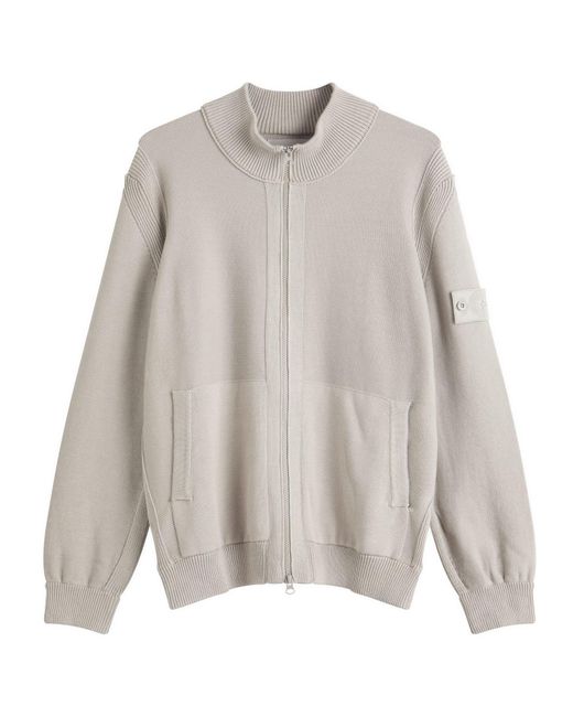 Stone Island Ghost Piece Cotton Cashmere Zip Cardigan in Gray for