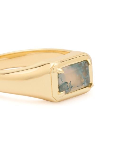 Serge Denimes Metallic Moss Agate Ring for men