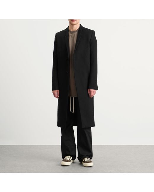 Rick Owens Black Concordian Wool Coat for men