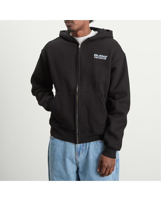 Butter Goods Black Internationale Zip Hoodie for men
