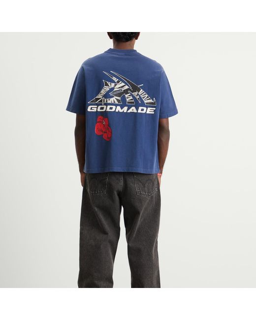 God Made Blue Gm Logo Wrapped T-Shirt for men