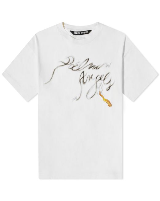 Palm Angels White Match Logo T-Shirt for men