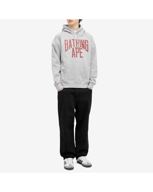 A Bathing Ape Gray Nyc Logo Pullover Hoodie for men
