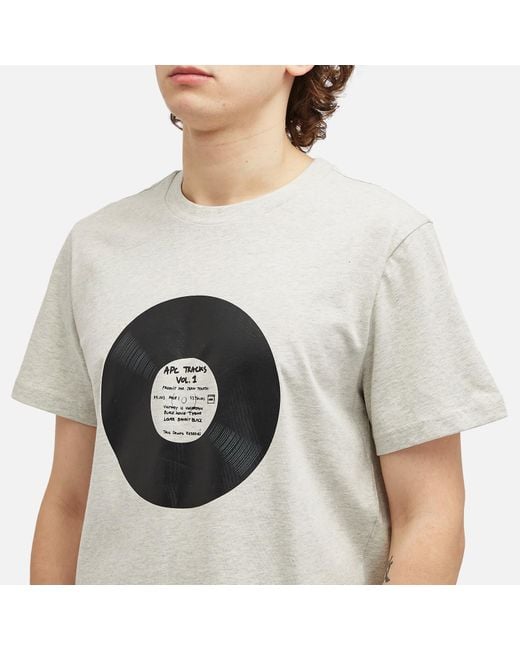 A.P.C. Gray Plantine Turntable Graphic T-Shirt for men
