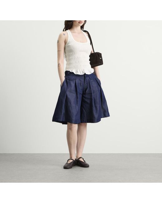 Peachy Den White Deba Shirred Tank