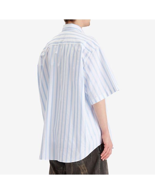 Vetements Blue Pinstripe Short Sleeve Shirt for men