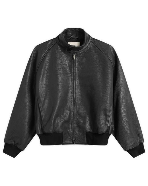 Studio Nicholson Black Over Leather Harrington Jacket for men