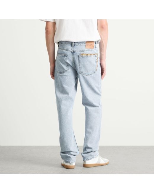 Gucci Blue Cotton Denim Straight Leg Jeans for men