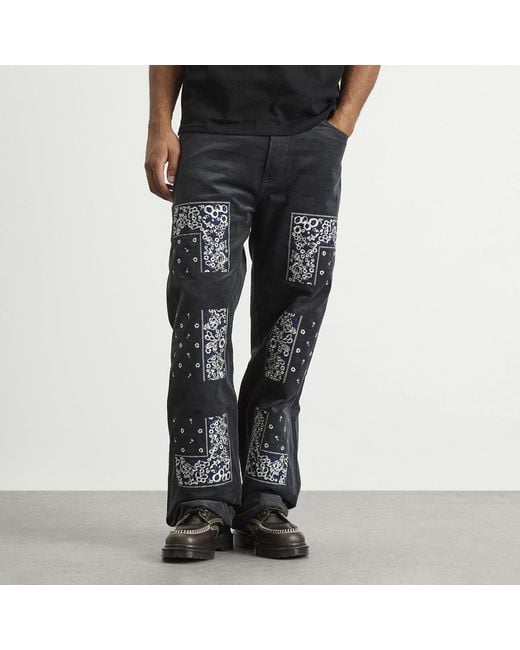 Nomarythm Textile Gray Bandana Embroidery Corduroy Trousers for men
