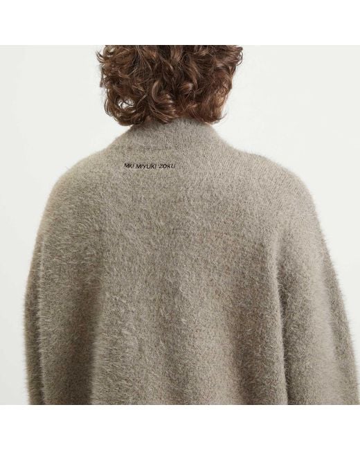 MKI Miyuki-Zoku Gray Faux Alpaca Knit Track Jacket for men