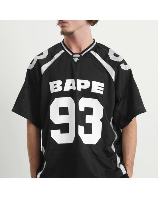 A Bathing Ape Black Line Camo Jacquard Football Jersey for men