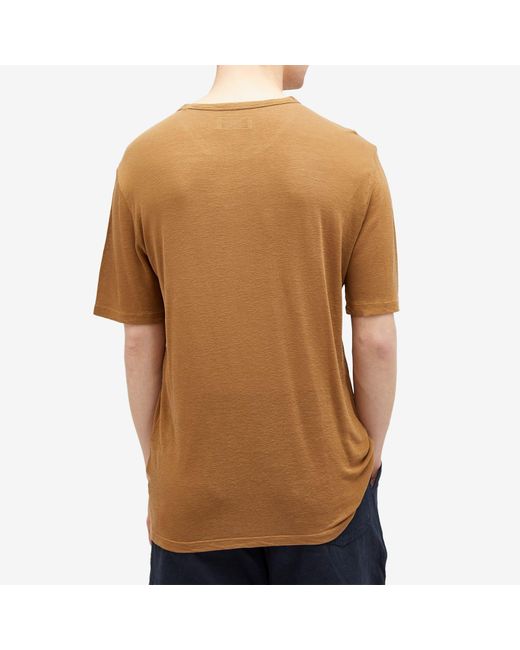 Officine Generale Brown Officine Générale Pigment Dyed Linen T-Shirt for men