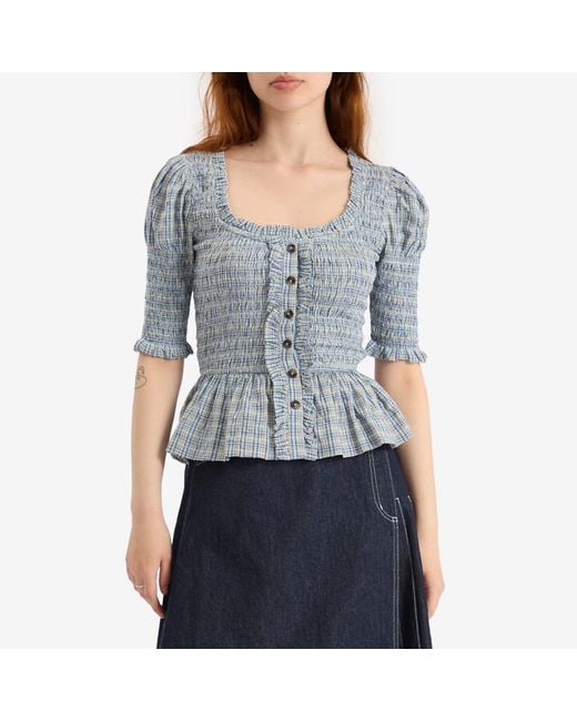 Damson Madder Gray Mansi Shirred Blouse