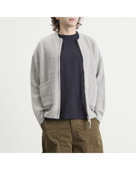 FRIZMWORKS Gray Wool Deck Zip Cardigan for men