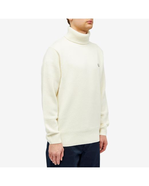 Fred Perry White Roll Neck Jumper for men