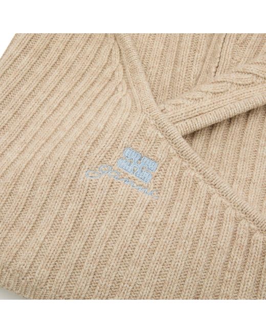Ganni Core Future Wool Knit Balaclava in Natural | Lyst