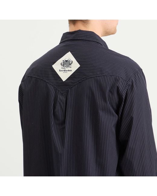 Late Checkout Blue Pinstripe Western Shirt for men