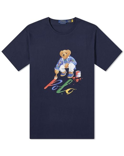 Polo Ralph Lauren Blue Painting Bear T-Shirt for men