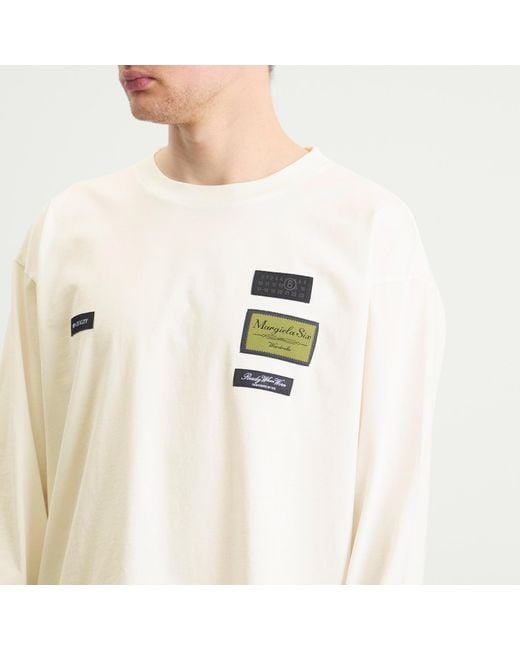 Maison Margiela White Mm6 Tailored Labels Long Sleeve T-Shirt for men