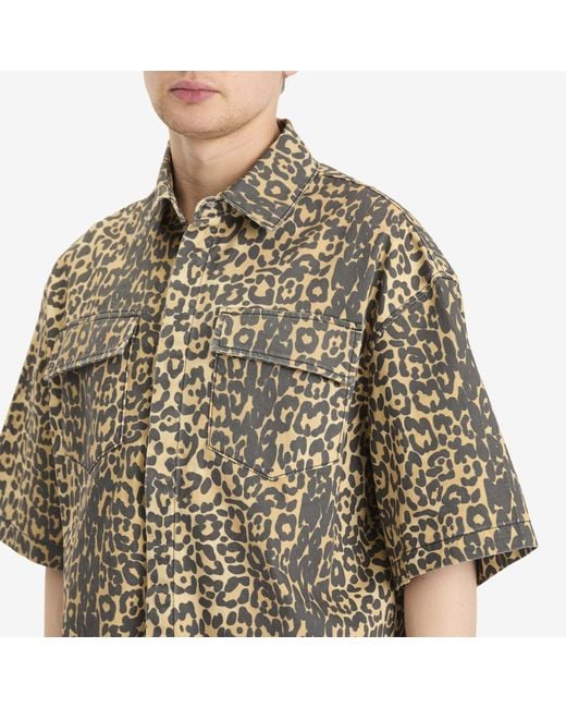 Rhude Natural Leopard Short Sleeve Shirt for men