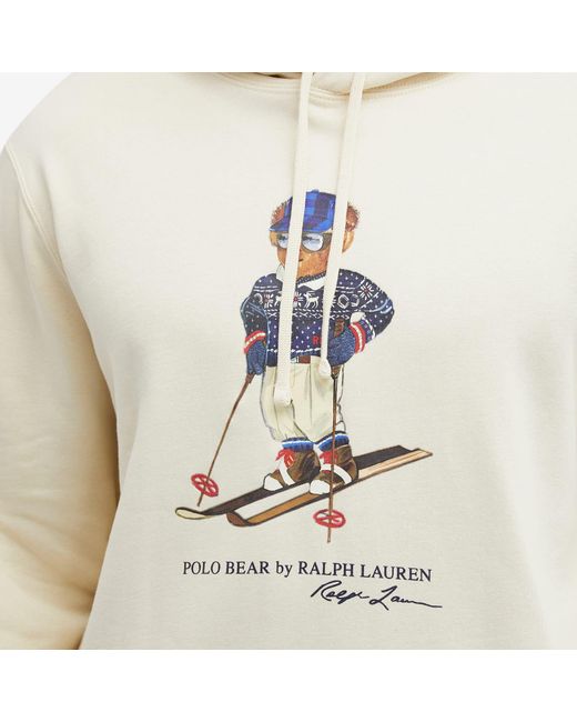 Polo Ralph Lauren White Skiing Bear Hoodie for men