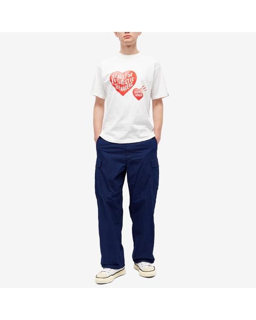 Human Made White Drawn Hearts T-Shirt for men