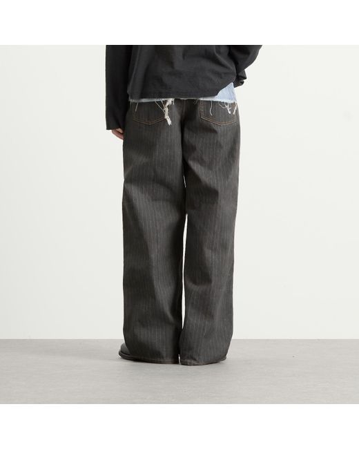 Acne Gray 1981 Trompe L'Oeil Pinstripe Print Jeans for men