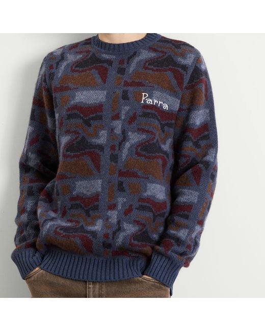 by Parra Blue Repeat Ftp Booster Knit Jumper for men