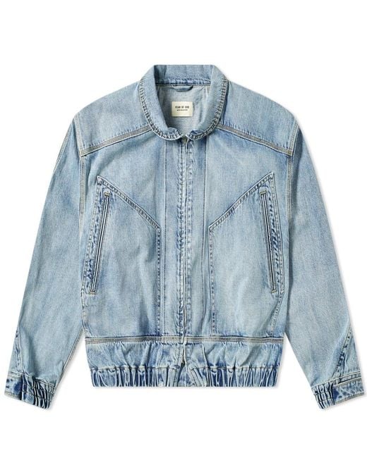 Fear Of God Blue Panelled Denim Trucker Jacket for men