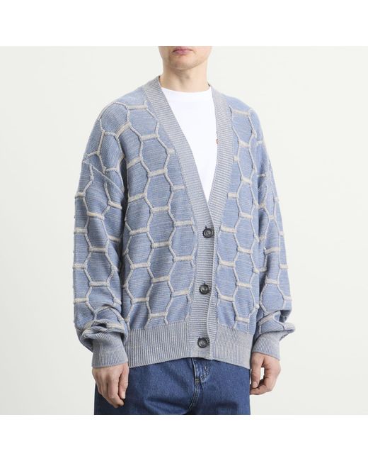 EBIT Blue Honeycomb Knit Cardigan for men