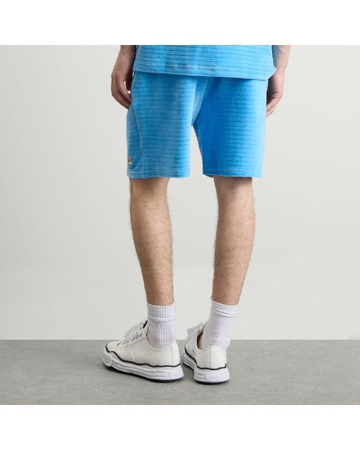Casablanca Blue Velour Pintuck Shorts for men