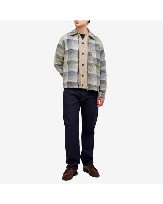 Paul Smith Gray Zip Front Plaid Shirt for men