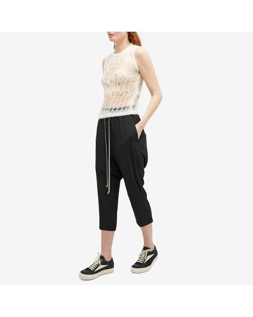 Rick Owens Black Drawstring Cropped Sweat Pants