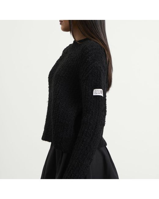 Maison Margiela Black Mm6 Textured Rib Knit Jumper