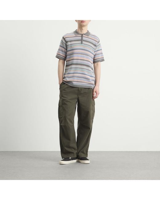 Thisisneverthat Gray Striped Knit Polo for men