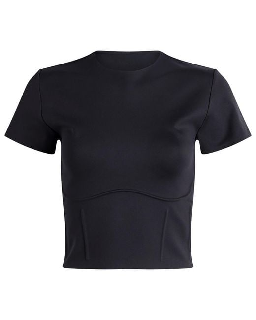 Nike Women's Black X Skims Matte Corset Short Sleeve Crop Top