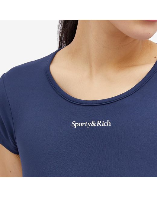 Sporty & Rich Blue Serif Logo Training T-Shirt