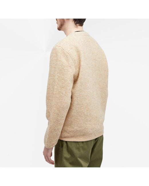 Universal Works Natural Wool Fleece Cardigan for men