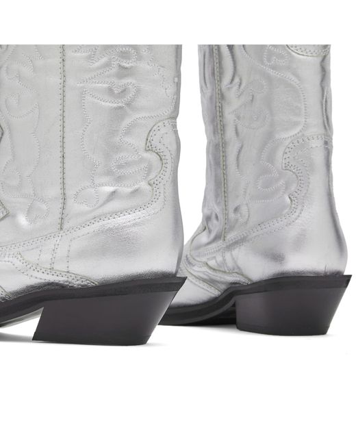 Ganni Gray Embroidered Western Boot